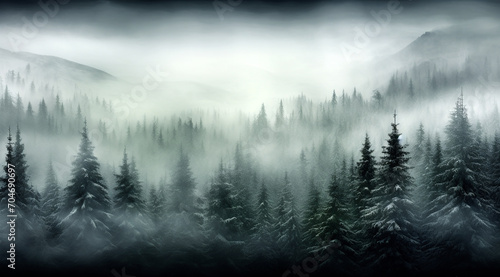 A foggy forest with trees © chris3d
