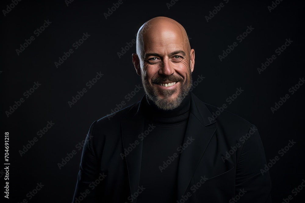 Portrait of a smiling mature man in a black turtleneck. Portrait of a smiling mature man in a black turtleneck.