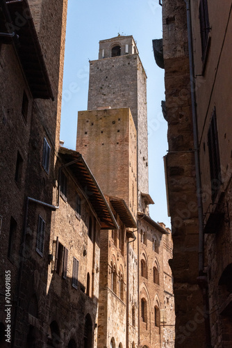 View of the towers Rognosa and Chigi in San Gimignano photo