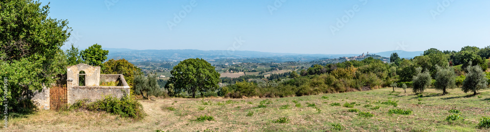 A small derelict cemetery near the Cellole monastery in the beautiful landscape of the Tuscany