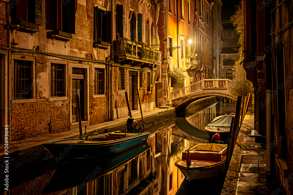 the landscape of evening Venice in a warm summer.