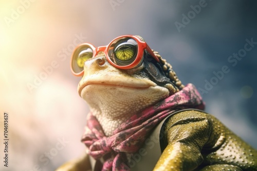 a frog dressed as a climber who conquers mount