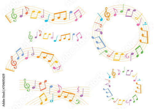 音符・五線譜　音楽の飾り罫・フレームセット