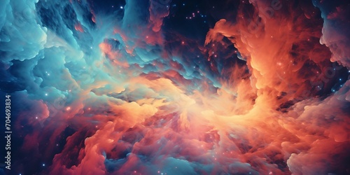 Colorful clouds of dust and gas in outer space photo