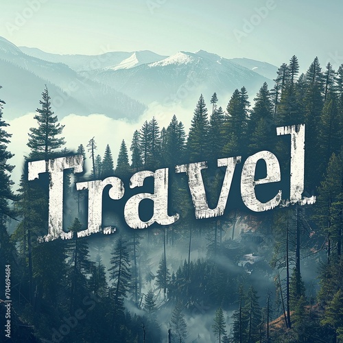 A beautiful travel logo with a forest