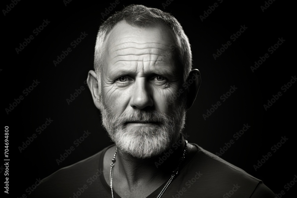 Portrait of a senior man with a beard on a black background. Portrait of a senior man with a beard on a black background.