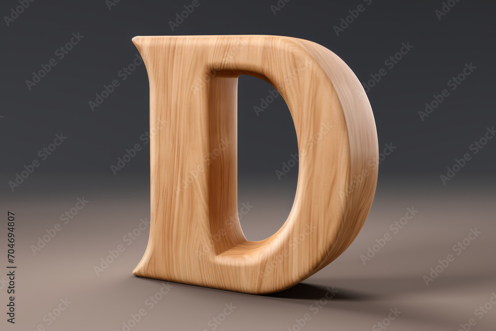 Polished wood 3D render of the letter Polished wood 3D render of the letter
