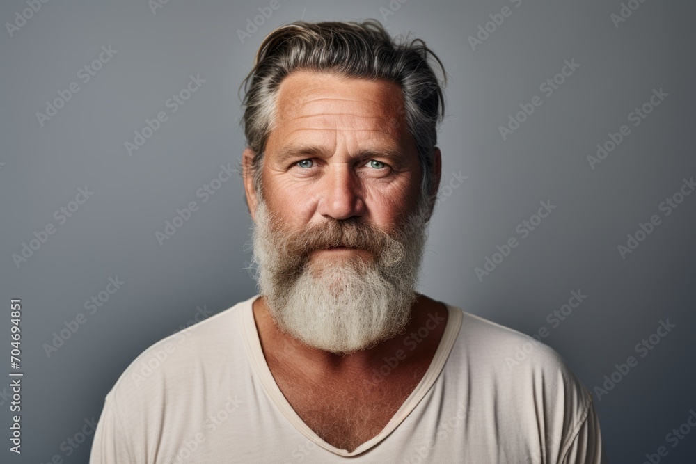 Portrait of a handsome mature man with grey beard and mustache. Portrait of a handsome mature man with grey beard and mustache.