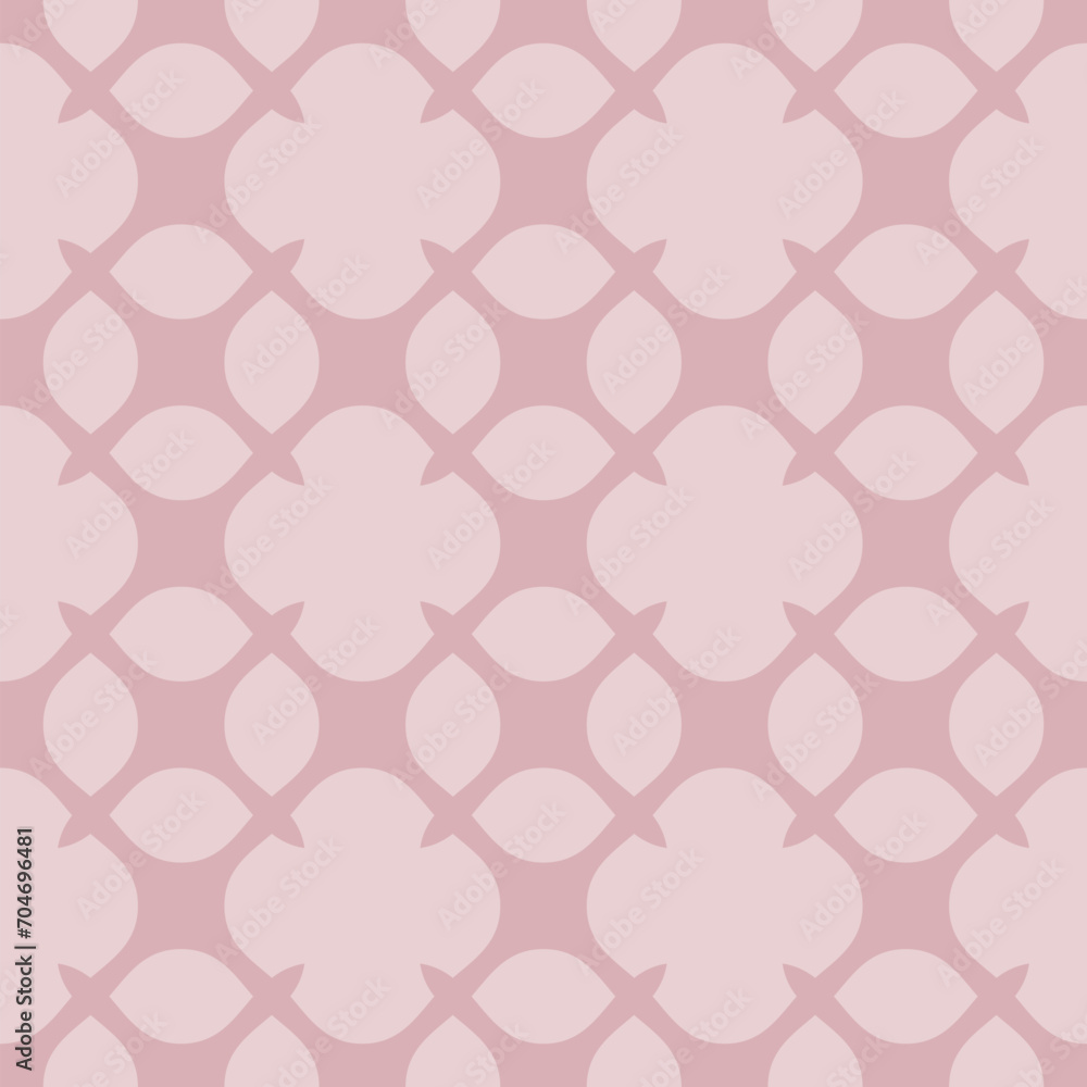 Vector geometric abstract seamless pattern. Elegant soft pink background. Simple retro vintage style ornament. Minimal subtle texture with curved shapes, grid, lattice, crosses. Repeated geo design Vector geometric abstract seamless pattern. Elegant soft pink background. Simple retro vintage style ornament. Minimal subtle texture with curved shapes, grid, lattice, crosses. Repeated geo design