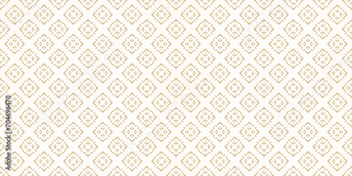Vector geometric seamless pattern. Luxury gold and white winter Christmas theme abstract graphic background. Simple minimal folk style texture. Ethnic style ornament. Repeating elegant golden design