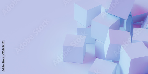 Abstract minimalistic arrangement background of white square structures  3d rendering