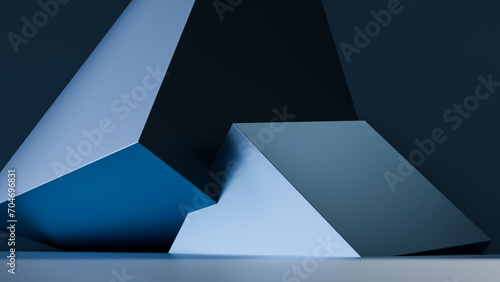 Minimalistic abstract background of square structures made of metal, 3d rendering photo