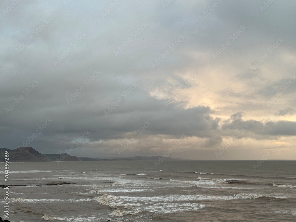 storm on the beach Lyme Regis Dorset England 