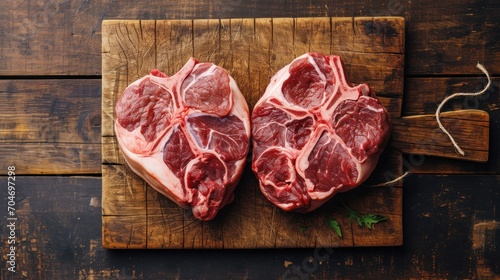  a couple of pieces of meat sitting on top of a wooden cutting board on top of a wooden cutting board.