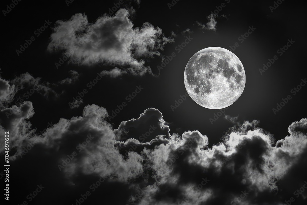 Full moon peeking through wispy night clouds Full moon peeking through wispy night clouds