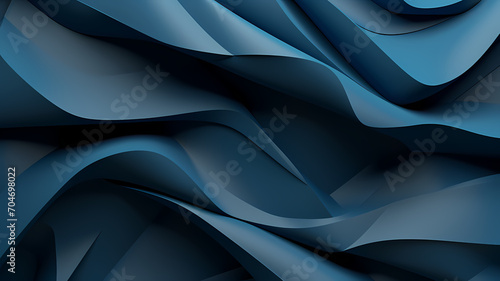 Abstract 3D wave made of interconnected triangles in a monochromatic blue color scheme