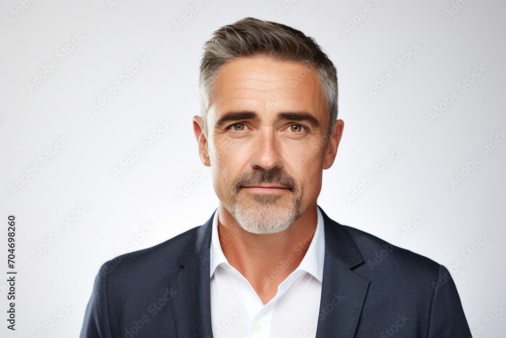 Portrait of a handsome mature man with grey hair and beard. Portrait of a handsome mature man with grey hair and beard.