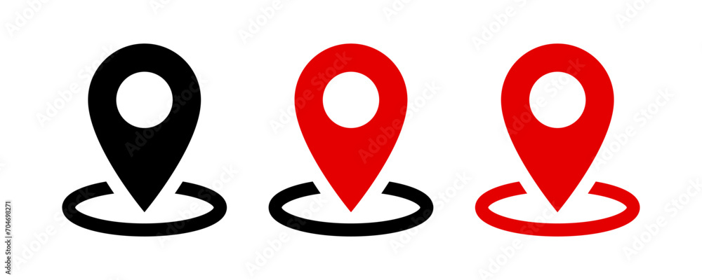 Location icon set, Map pin place marker. location pointer icon symbol in flat style. Location pin icon, Navigation sign - obrazy, fototapety, plakaty 