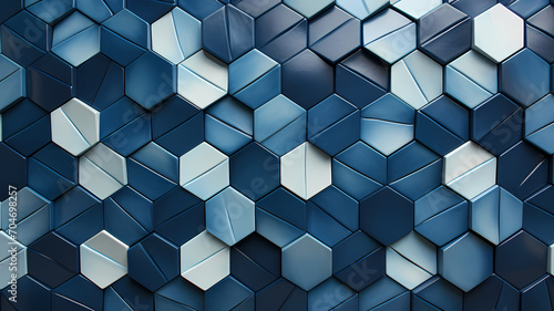 Monochromatic blue shades with hexagonal patterns, clean and cool tones photo