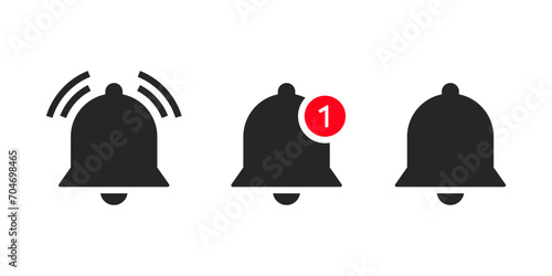 Notification bell icon set. Ringing bell reminder icon or alarm alert sign - Web icons collection set