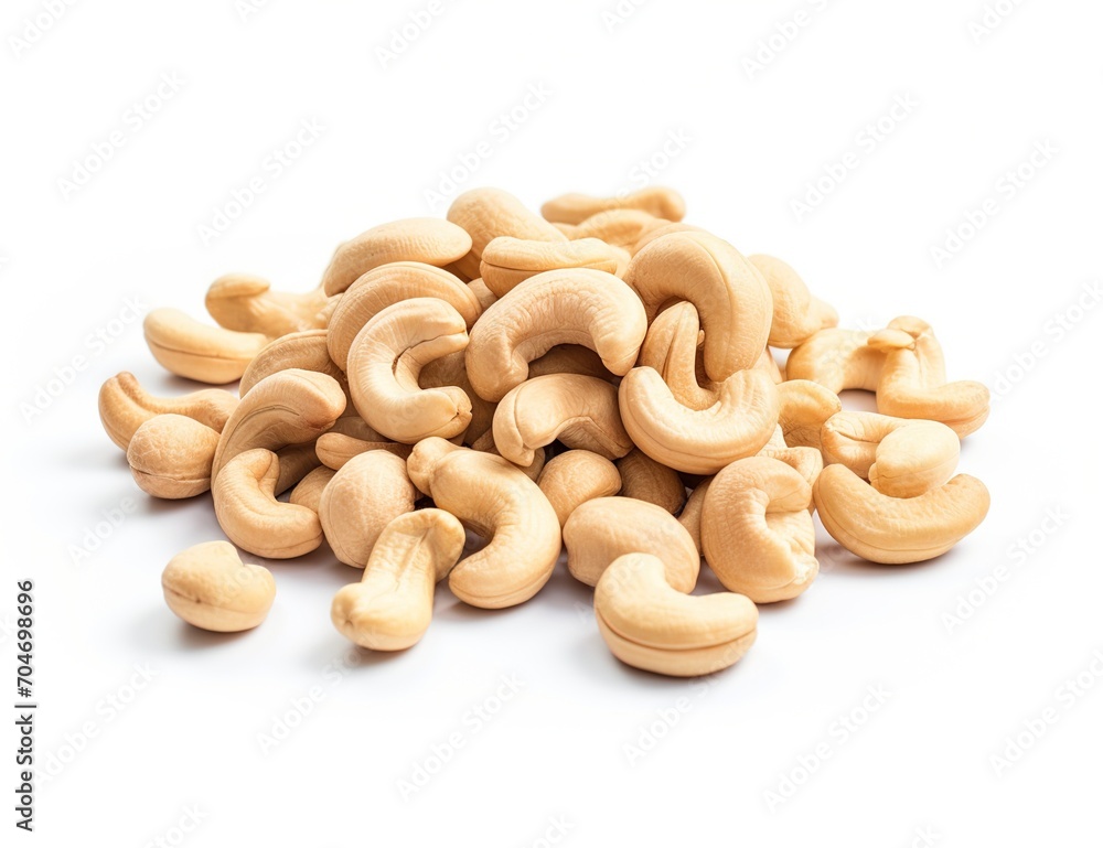 Fototapeta premium A pile of cashew nuts isolated on white background