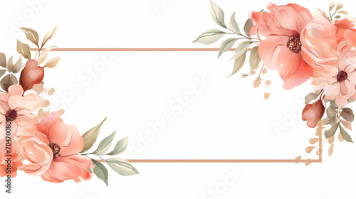 Floral frame with watercolor flowers, decorative flower background pattern, watercolor floral border background