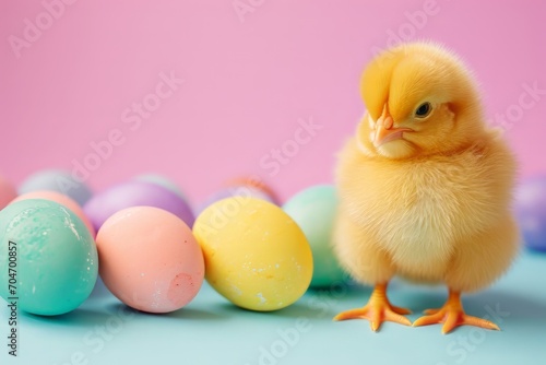 Spring chickens are hatching eggs in the nest,outside world is in a beautiful spring. Happy Easter © Лена Шевчук
