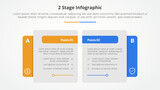 2 points stage template for comparison opposite infographic concept for slide presentation with creative big table side with flat style