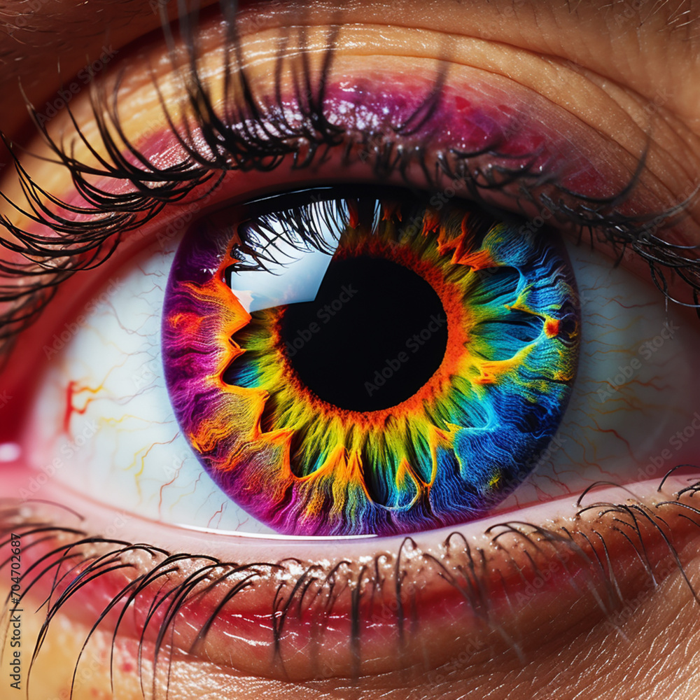 close up of a multicoloured eye