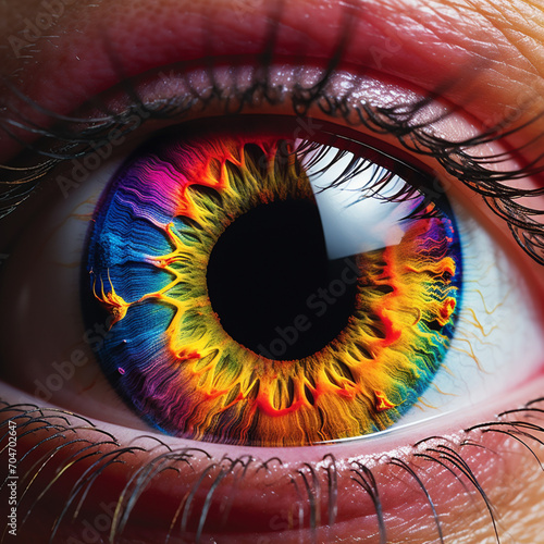 close up of a multicoloured retina