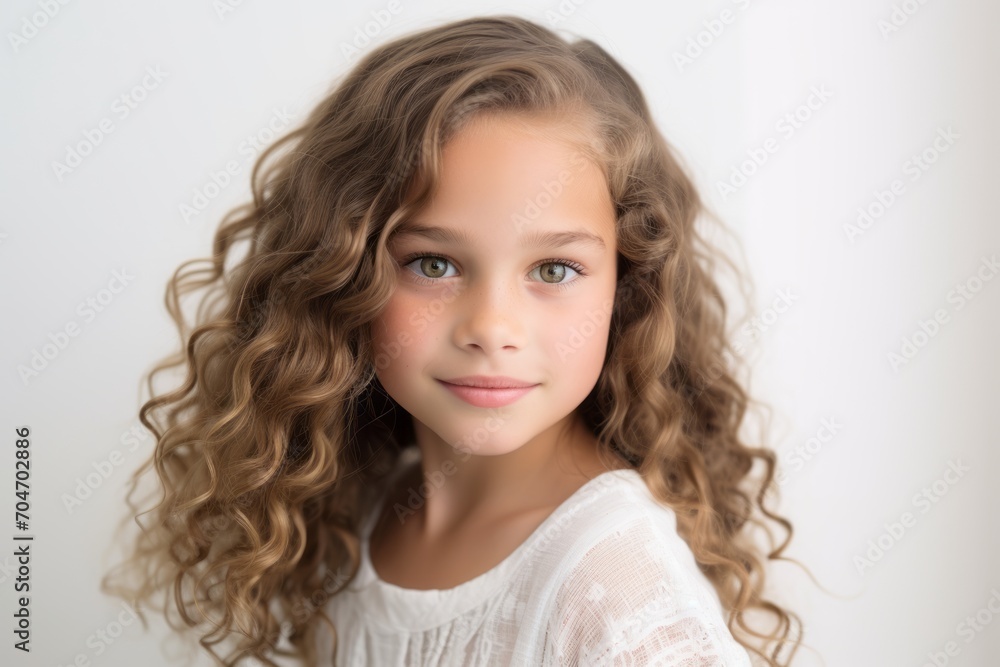 Portrait of a beautiful little girl with long curly hair. Studio shot. Portrait of a beautiful little girl with long curly hair. Studio shot.