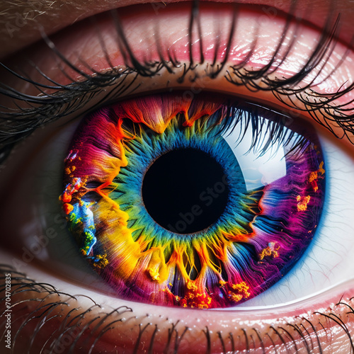futuristic brightly coloured eyeball