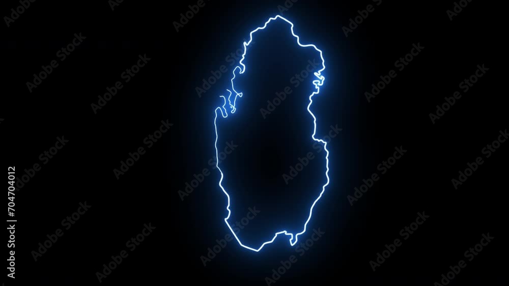 Qatar country map icon animation with a glowing neon effect Qatar country map icon animation with a glowing neon effect