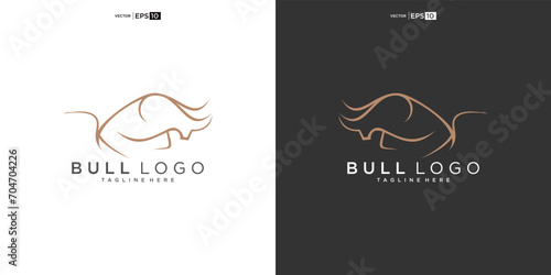 bull, angus cow bison buffalo head premium logo design. Creative bull horns