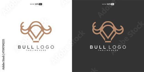 bull, angus cow bison buffalo head premium logo design. Creative bull horns