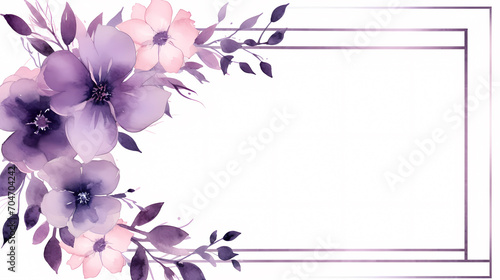 Floral frame with watercolor flowers  decorative flower background pattern  watercolor floral border background