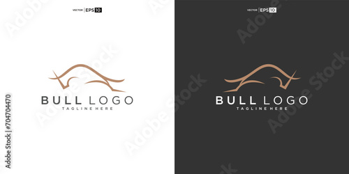 bull, angus cow bison buffalo head premium logo design. Creative bull horns
