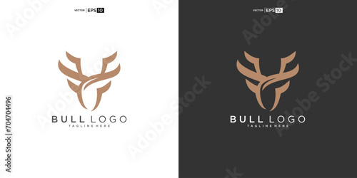 bull  angus cow bison buffalo head premium logo design. Creative bull horns