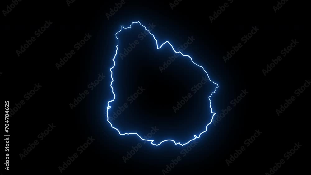 animated map icon for the country of Uruguay with a glowing neon effect animated map icon for the country of Uruguay with a glowing neon effect