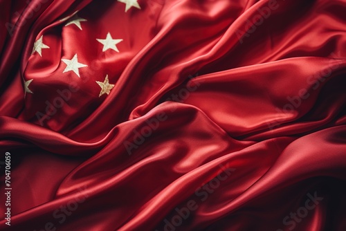 Red Chinese flag with five gold stars photo