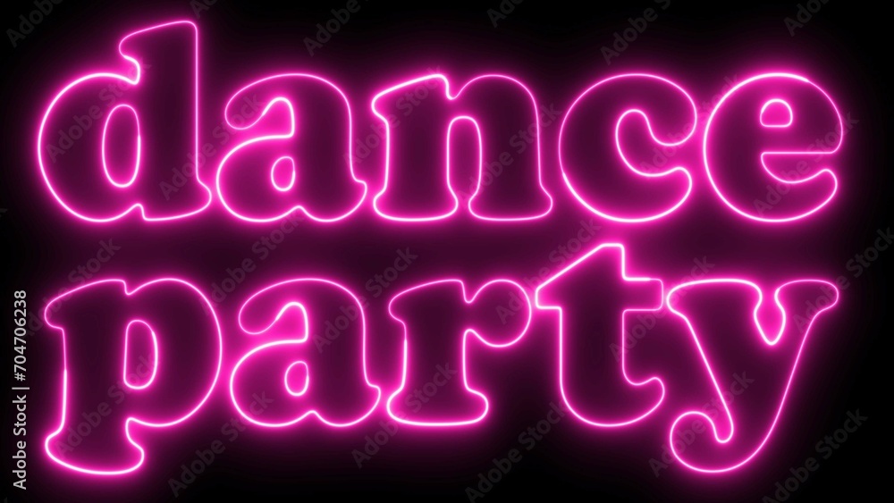 Dance Party text font with neon light. Luminous and shimmering haze inside the letters of the text Dance Party. Dance Party Neon Sign.
Dance Party text font with neon light. Luminous and shimmering haze inside the letters of the text Dance Party. Dance Party Neon Sign.