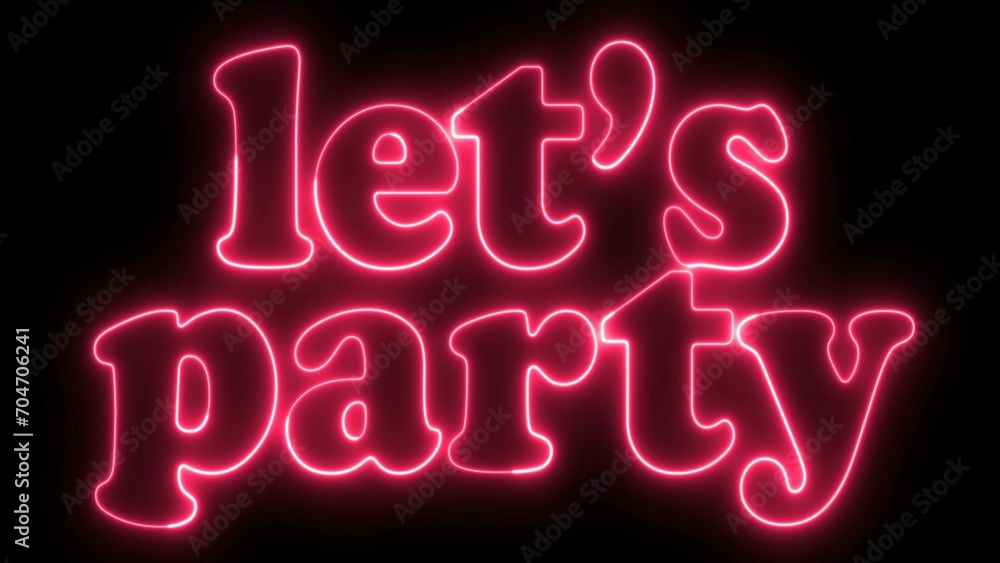 Let's Party text font with neon light. Luminous and shimmering haze ...