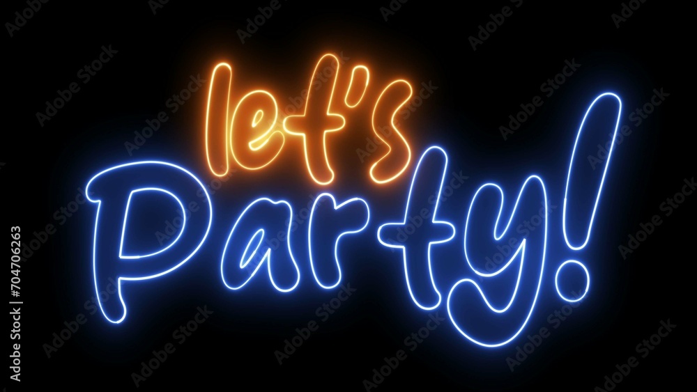 Let's Party text font with neon light. Luminous and shimmering haze inside the letters of the text Party. Lets Party neon sign.
Let's Party text font with neon light. Luminous and shimmering haze inside the letters of the text Party. Lets Party neon sign.