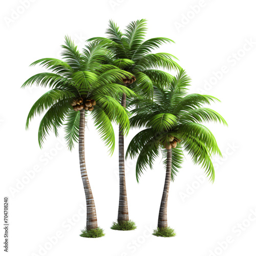 palm trees isolated  Set Coconut palm  Green palm  transparent background  clipping path  single palm tree