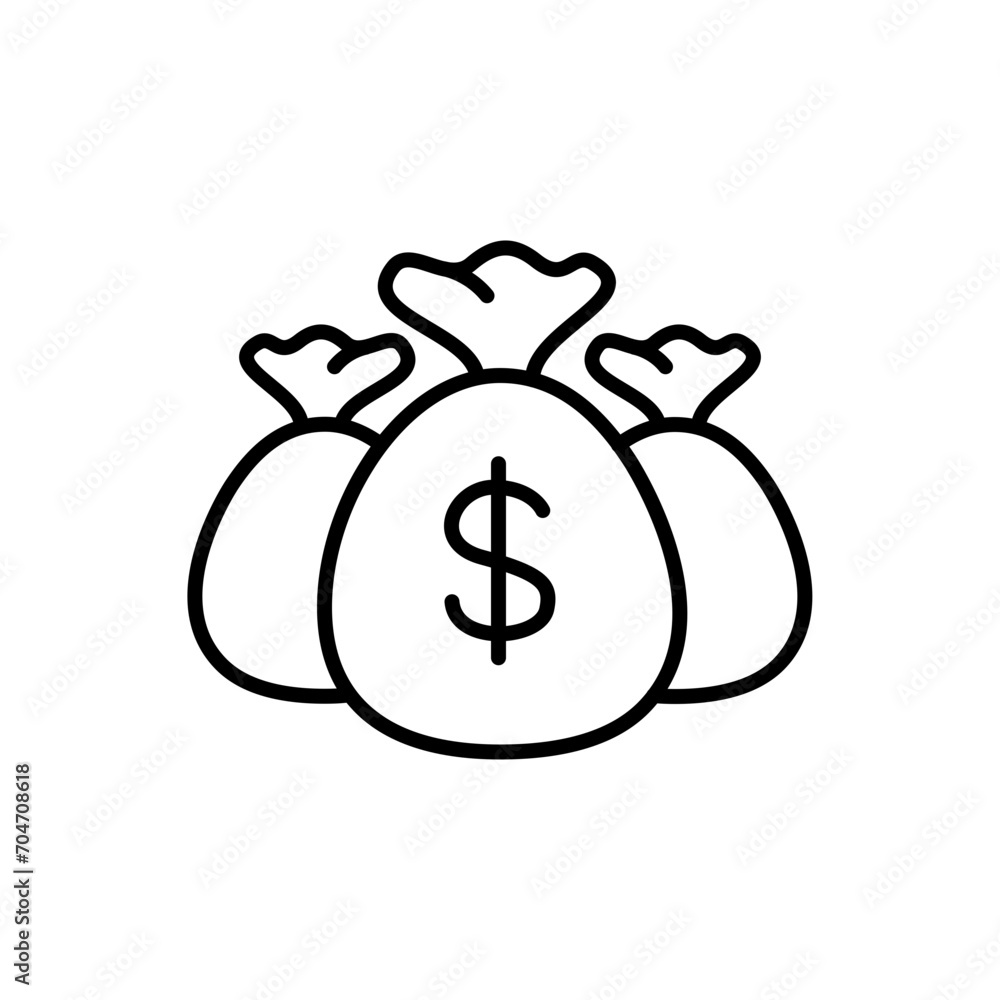 Money bag outline icons, minimalist vector illustration ,simple transparent graphic element .Isolated on white background Money bag outline icons, minimalist vector illustration ,simple transparent graphic element .Isolated on white background