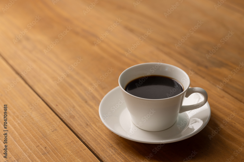 Cup of hot coffee on a table, Cup of hot coffee on a table,