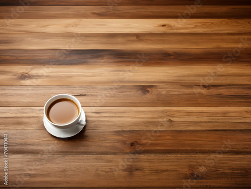 A cup of coffee on a wooden table 