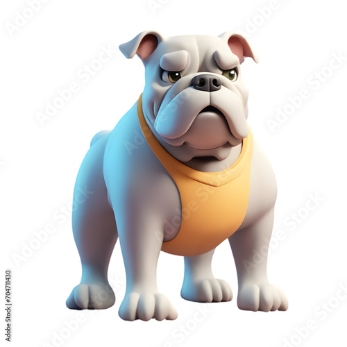 Bulldog Cartoon Character  Illustration Art With a Transparent Background Generative AI.