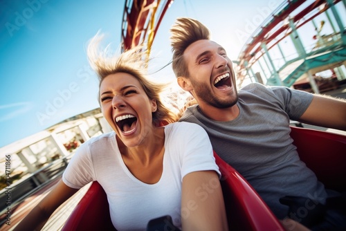 Couple having fun on a roller coaster © duyina1990