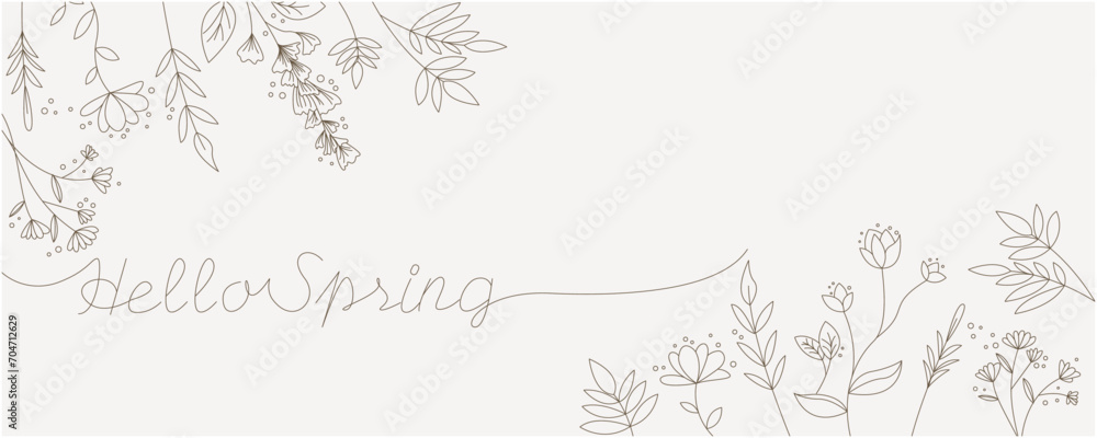 Spring floral background. Hello spring flower decoration illustration. Vector illustration.
